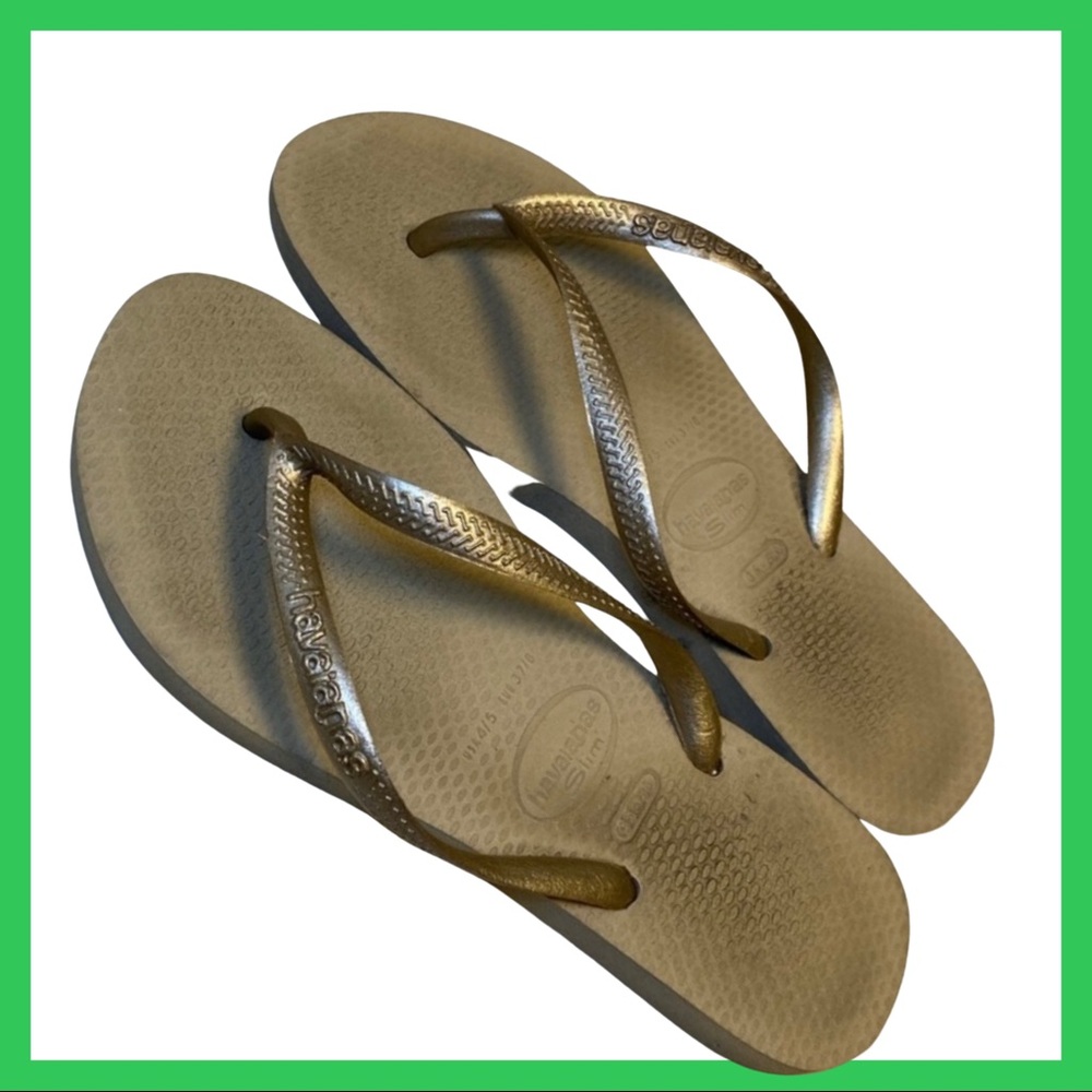 Havaianas Slim 5-6 Gold flip flop sandals thongs